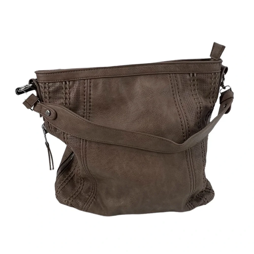 Antik Kraft Tan Leather Zipper Top Hobo Bag Purse Women's